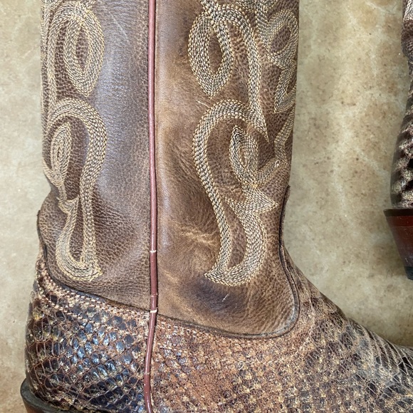 Nocona Leather Boots Bluebonnet Snake Print Old West Boot Sz 7.5B - Picture 7 of 11